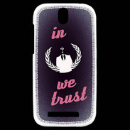 Coque HTC One SV In anonymous We trust Rouge ZG