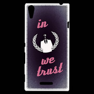 Coque Sony Xperia T3 In anonymous We trust Rouge ZG