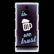 Coque Sony Xperia P In Beer We trust bleu ZG