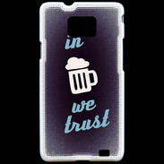 Coque Samsung Galaxy S2 In Beer We trust bleu ZG