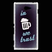 Coque Sony Xperia M2 In Beer We trust bleu ZG