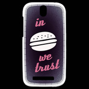 Coque HTC One SV In Burger We trust Rouge ZG