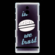 Coque Sony Xperia P In Burger We trust Bleu ZG