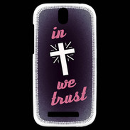 Coque HTC One SV In Christ We trust Rouge ZG