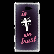 Coque Sony Xperia M2 In Christ We trust Rouge ZG