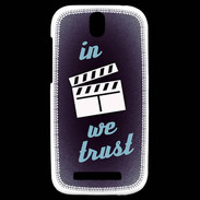 Coque HTC One SV In Ciné We trust Bleu ZG