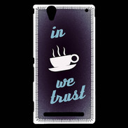 Coque Sony Xperia T2 Ultra In Coffee We trust Bleu ZG