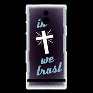 Coque Sony Xperia P In Christ We trust Bleu ZG