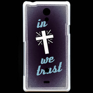 Coque Sony Xperia T In Christ We trust Bleu ZG