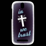 Coque HTC One SV In Christ We trust Bleu ZG