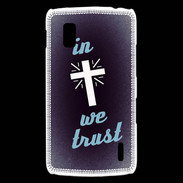 Coque LG Nexus 4 In Christ We trust Bleu ZG