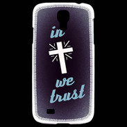 Coque Samsung Galaxy S4 In Christ We trust Bleu ZG
