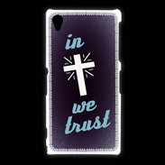 Coque Sony Xpéria Z1 In Christ We trust Bleu ZG