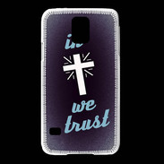 Coque Samsung Galaxy S5 In Christ We trust Bleu ZG