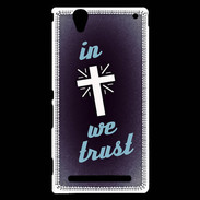 Coque Sony Xperia T2 Ultra In Christ We trust Bleu ZG