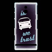 Coque Sony Xperia P In Combi We trust Bleu ZG