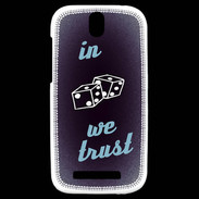 Coque HTC One SV In Gamble We trust Bleu ZG
