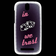 Coque HTC One SV In Gamble We trust Rouge ZG