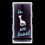 Coque Sony Xperia P In Girafe We trust Bleu ZG