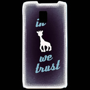 Coque LG P990 In Girafe We trust Bleu ZG