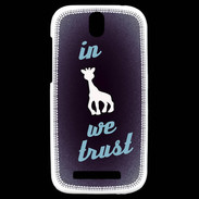 Coque HTC One SV In Girafe We trust Bleu ZG
