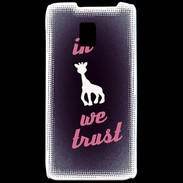 Coque LG P990 In Girafe We trust Rouge ZG