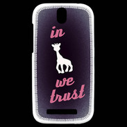 Coque HTC One SV In Girafe We trust Rouge ZG