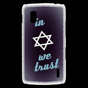 Coque LG Nexus 4 In Judaïsme We trust Bleu ZG 