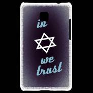 Coque LG Optimus L3 II In Judaïsme We trust Bleu ZG 