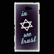 Coque Sony Xperia M2 In Judaïsme We trust Bleu ZG 