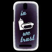 Coque HTC One SV In Junk We trust Bleu ZG