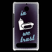 Coque Sony Xperia E1 In Junk We trust Bleu ZG