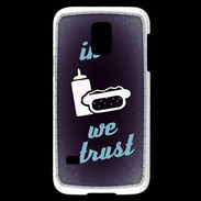 Coque Samsung Galaxy S5 Mini In Junk We trust Bleu ZG