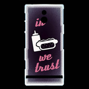 Coque Sony Xperia P In Junk We trust Rouge ZG