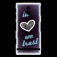 Coque Sony Xperia P In Love We trust Bleu ZG