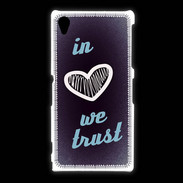 Coque Sony Xpéria Z1 In Love We trust Bleu ZG