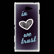 Coque Sony Xperia M2 In Love We trust Bleu ZG