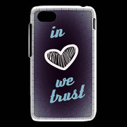 Coque Blackberry Q5 In Love We trust Bleu ZG