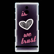 Coque Sony Xperia P In Love We trust Rouge ZG