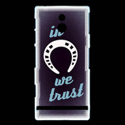 Coque Sony Xperia P In Luck We trust Bleu ZG
