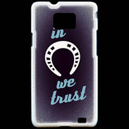 Coque Samsung Galaxy S2 In Luck We trust Bleu ZG