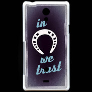 Coque Sony Xperia T In Luck We trust Bleu ZG