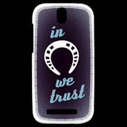 Coque HTC One SV In Luck We trust Bleu ZG