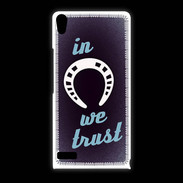 Coque Huawei Ascend P6 In Luck We trust Bleu ZG