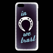 Coque iPhone 5C In Luck We trust Bleu ZG