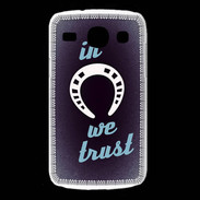 Coque Samsung Galaxy Core In Luck We trust Bleu ZG