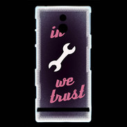Coque Sony Xperia P In Mecanic We trust Rouge ZG