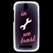 Coque HTC One SV In Mecanic We trust Rouge ZG