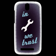 Coque HTC One SV In Mecanic We trust Bleu ZG