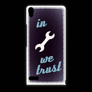 Coque Huawei Ascend P6 In Mecanic We trust Bleu ZG